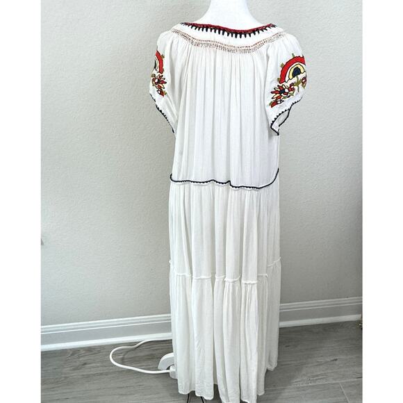 Free People Womens Daisy Fields Maxi Dress Size XS Boho Embroidered Floral White - Picture 7 of 11